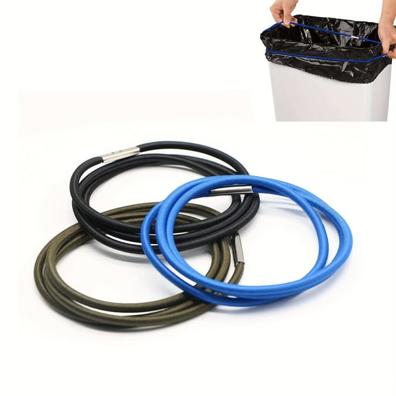 SDOTXA 3pcs Trash Can Elastic Bands Fits 13 To 30 Gallon Trash Cans Elastic Rubber Bands For Garbage Bag Fixed Durable Trash Can Bag Holder With Strong Elasticity Homeware Colorful Li