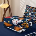thumbnail image 5 of Homewish Soccer Football Sport Zipper Twin Comforter Sets with Fitted Sheet and 2 Pillowcases,Letter P Monogrammed Zipper Bedding Set For Boys Kids,Navy Blue Reversible,4 Pieces, 5 of 7