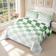 thumbnail image 3 of Manfei Modern Checkered Quilt King,Geometric Plaid King Coverlet Set,Green,3 Pieces,1 Bedspread and 2 Pillowcases, 3 of 7