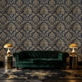 thumbnail image 6 of Baroque Peel and Stick Wallpaper Vintage Dark Damask Baroque Floral Gold Flourishes Wall Mural 17.7in x 9.8ft Self Adhesive Removable Wall Paper Renter Friendly Wallpaper for Bedroom Livingroom Men, 6 of 8