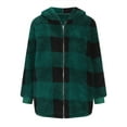 thumbnail image 4 of qucoqpe Winter Plaid Jackets for Men Trendy Plushy Fleece Full Zip Hooded Coat with Pockets, 4 of 5