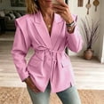 thumbnail image 4 of Hueook Cinched Jacket Baggy Coats Waist Slimming Tie Fall and Winter Waists Thin Loose V neck Coat Woman Pink S, 4 of 5