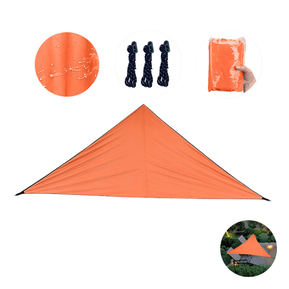 118 x 118 x 118 in Triangle Sun Shade Sail Waterproof, UV Block Canopy with Carry Bag and Ropes for Outdoor Patio, Garden, Backyard (Orange)