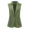 thumbnail image 4 of BiZtdJrK Women's Elegant Slim Fit Sleeveless Suit Jackets Solid Color Notch Lapel Blazer Vest Linen Business Tops with Pockets Army Green XXL Mothers Day Gifts, 4 of 8