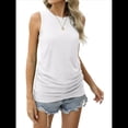 thumbnail image 2 of Camisetas Sin Mangas Fruncidas para Mujer, Camisetas Sin Mangas con Cuello Redondo, Top Ajustado, Ropa Informal Elegante de Verano 2025. XXL, 2 of 8