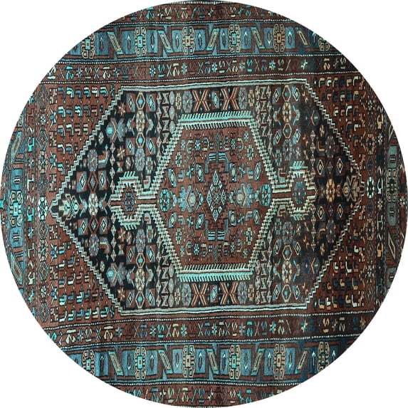 Ahgly Company Indoor Round Persian Light Blue Traditional Area Rugs, 3' Round