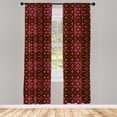 thumbnail image 3 of Ambesonne Damask Curtains, Abstract Victorian Style, Pair of 28"x63", Orange Magenta Black, 3 of 5