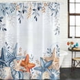 thumbnail image 2 of Orange Blue Starfish Coastal Shower Curtain, Waterproof Shower Curtains for Bathroom, Summer Beach Eucalyptus Washable Fabric Bathtub Curtain Set Bath Decor with 12 Hooks Stall 36"x72", 2 of 8