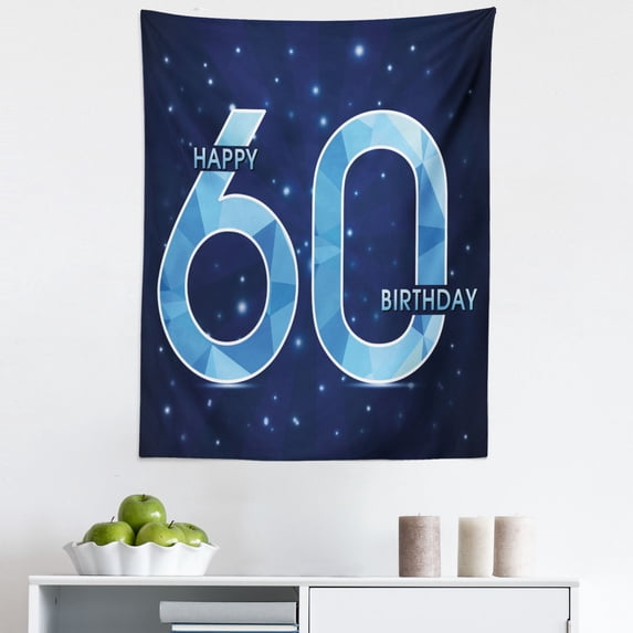 Party Tapestry, Space Theme Stage with Star Like Abstract Details Print, Fabric Wall Hanging Decor for Bedroom Living Room Dorm, 5 Sizes, Navy Blue and Sky Blue, by Ambesonne