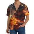 thumbnail image 2 of Zufioo Western Fire Cowboy Print Mens Button Down Short Sleeve Shirt,Classic Plaid Shirt,Mens Accessories Fashion Shirt-Medium, 2 of 6
