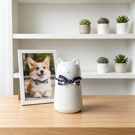 Pet Cremation Urn Airtight Memorial Container Ceramic Ash Keepsake Box for Dog Cat Ashes Hair Storage Decorative Funeral Urn with Sealed Lid Home Memorial Tribute Pet Remembrance Gift Box