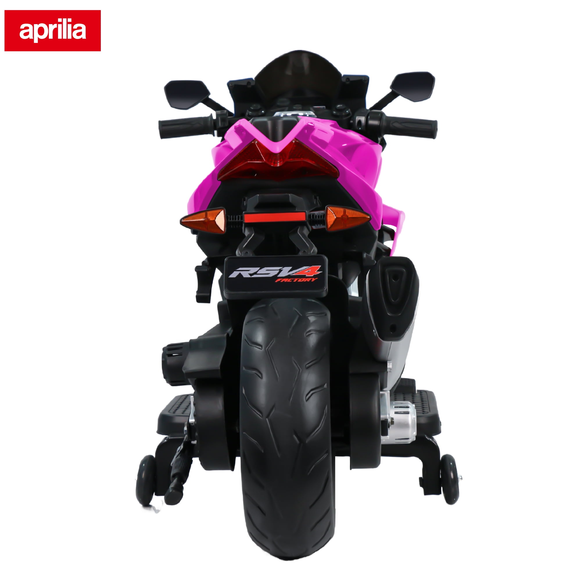 TCARAIWEN 24V Kids Motorcycle Electric Motorbike Aprilia Licensed Ride on Toy w/LED Lights Bluetooth Music Battery Powered 5MPH for Kids 3-11 Years Old,Pink