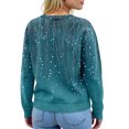 thumbnail image 7 of Women's Sweater Cute Fun Printing Sweater Fall And Winter Long Sleeve Knitted Sweater for Fall Winter Floral Patterns,Cyan,XL, 7 of 7