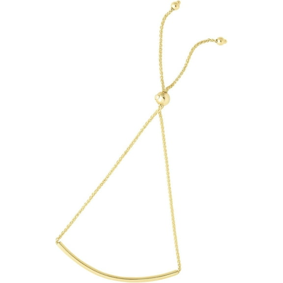 Floreo 14k Yellow Gold Adjustable Friendship Wheat Link Bar Bolo Bracelet Extendable 9.25 Inch