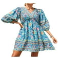 thumbnail image 2 of Femmes Été Décontracté Bohème Robe Ethnique Style Floral Robe d'Impression, 2 of 5