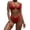 Red, variant on Bikini Set for Women Two Piece Swimsuit U Wire Cutout High Waisted Textured Swimwear Tummy Control Bathing Suit Beach Vacation