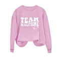 thumbnail image 4 of Jinhomg Women Football Sweat Shirt 2026 Trendy Letter Print Pullover Lightweight Comfortable Long Sleeve Crewneck Sweatshirts Fall Casual Streetwear Tops Pink S, 4 of 5