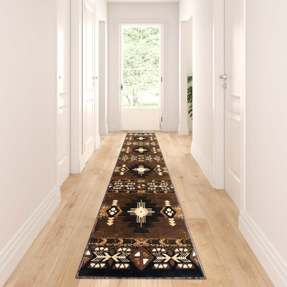 BizChair South West Runner Area Rug Design C318 Chocolate (2 Feet 4 Inch X 10 Feet 11 Inch)