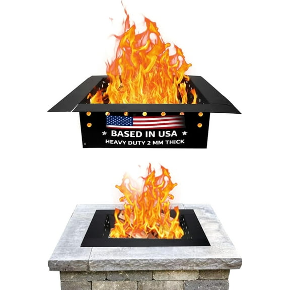 Square Fire Pit Ring - 24"(ID) x 32"(OD) - For Outdoor Wood Burning Fireplace Camping & Bonfire