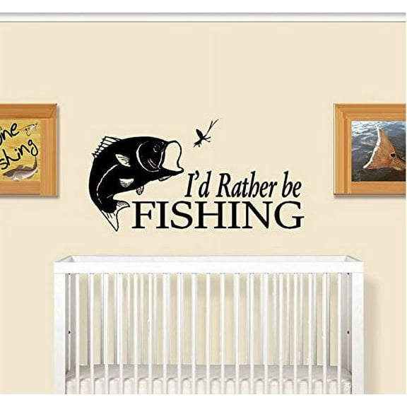 Decal ~ I'd rather be FISHING #2 ~ WALL DECAL 18" x 34" lrg