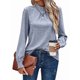 thumbnail image 3 of Camiseta de Larga con Cuello Alto y Ojales para Mujer, Elegante, Informal, , de Negocios, Elástica, con Aberturas Azul L, 3 of 9