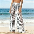 thumbnail image 2 of FRSASU Women's Chiffon Flowy Wide Leg Pants, Palazzo Beach Polka Dot Printed Lightweight Trousers for Vacation Casual Yoga White, 2 of 7