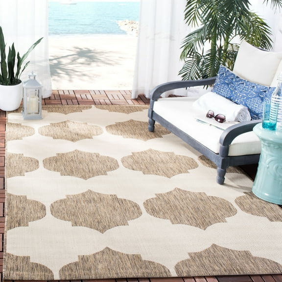 Safavieh Courtyard Elwyn Geometric Indoor/Outdoor Area Rug, Beige/Brown, 4' x 5'7"