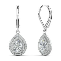 Cate & Chloe Aurelia 18k White Gold Plated Tear Drop Earrings with Simulated Diamonds for Women