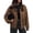 Brown, variant on Faux Leather Jacket Women Fall Clothes Long Sleeve, Bomber Jackets, Snaps, Pockets, Oversized, Zip Up Motorcycle Outerwear, Airport, Going Out Outfits, Winter Coat