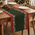 thumbnail image 2 of Burlap Table Runner 72 Inches Long,Merry Christmas Poinsettia Green Leaf Non-Slip Kitchen Table Runners for Dining Room Everyday Use Party Table Decorations Red Floral Berry on Plaid, 2 of 9