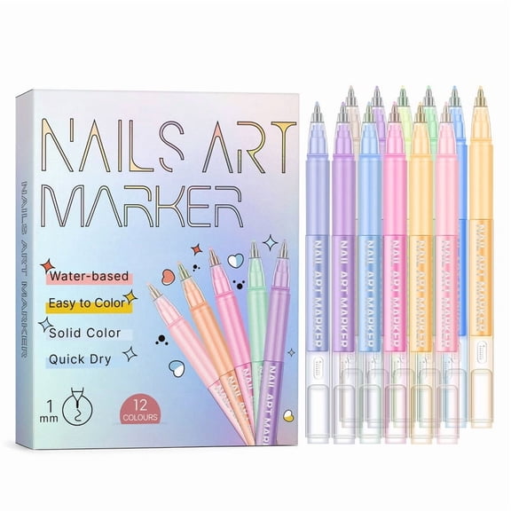 12 Colors 3D Nail Polish Pens for Painting, Nail Art Pens Set, 2025 Upgrade Nail Art Markers for Gel Nails, DIY Quick Dry Graffiti Dotting Point Liner Pens, Nails Art Drawing Tool