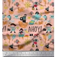 thumbnail image 1 of Soimoi Poly Georgette Fabric Ship Wheel,Pirate Boy & Jellyfish Ocean Fabric Prints by Yard 52 Inch Wide, 1 of 1