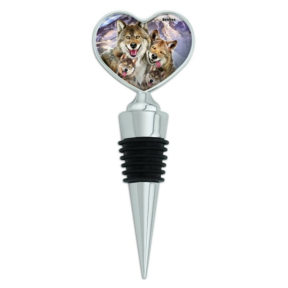 Wolf Pack Selfie Family Wolves Heart Love Wine Bottle Stopper