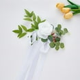 thumbnail image 6 of 6Pcs Wedding Aisle Rose Flowers With Ribbons & Leaves Chair Decorations For Wedding & Church White Artificial Flowers Home Decor, 6 of 6