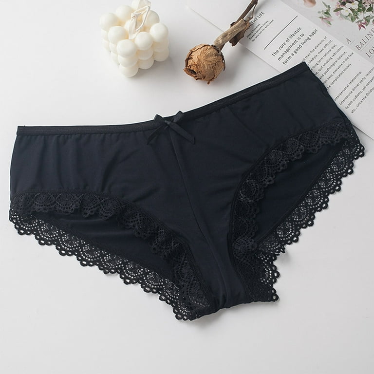 eczipvz Cotton Underwear for Women Womens Abdominal Low Waist Seamless  Elastic T Pants Seamless Solid Color Waist Panties Black,XL 