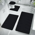 thumbnail image 5 of Yokan Foam Bath Mat 4 Set Bathroom Rugs, Non-Slip Velvet Fleece Toilet Mats, Water Absorbent Bath Rugs, Bathroom Accessories & Storage, Machine Washable, Bathroom Decor, Gray/Khaki/Dark Gray/Blue, 5 of 8