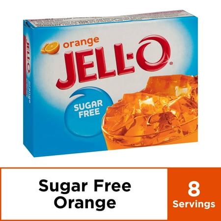 (4 pack) (4 Pack) Jell-O Orange Sugar Free Gelatin, 0.6 oz Box