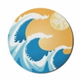 thumbnail image 1 of Japanese Mouse Pad for Computers, Huge Sea Waves at Summer Noon Art Picture Tropical Ocean Storm Tide, Round Non-Slip Thick Rubber Modern Mousepad, 8" Round, Blue Marigold and White, by Ambesonne, 1 of 2