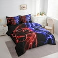thumbnail image 6 of Feelyou Boys Game Console Twin Bedding Sets 7-Piece, Futuristic Red Blue Lightning Bedding Comforter Set, Gamepad Player Reversible Sheet Sets, Lightweight Room Decor, 6 of 7