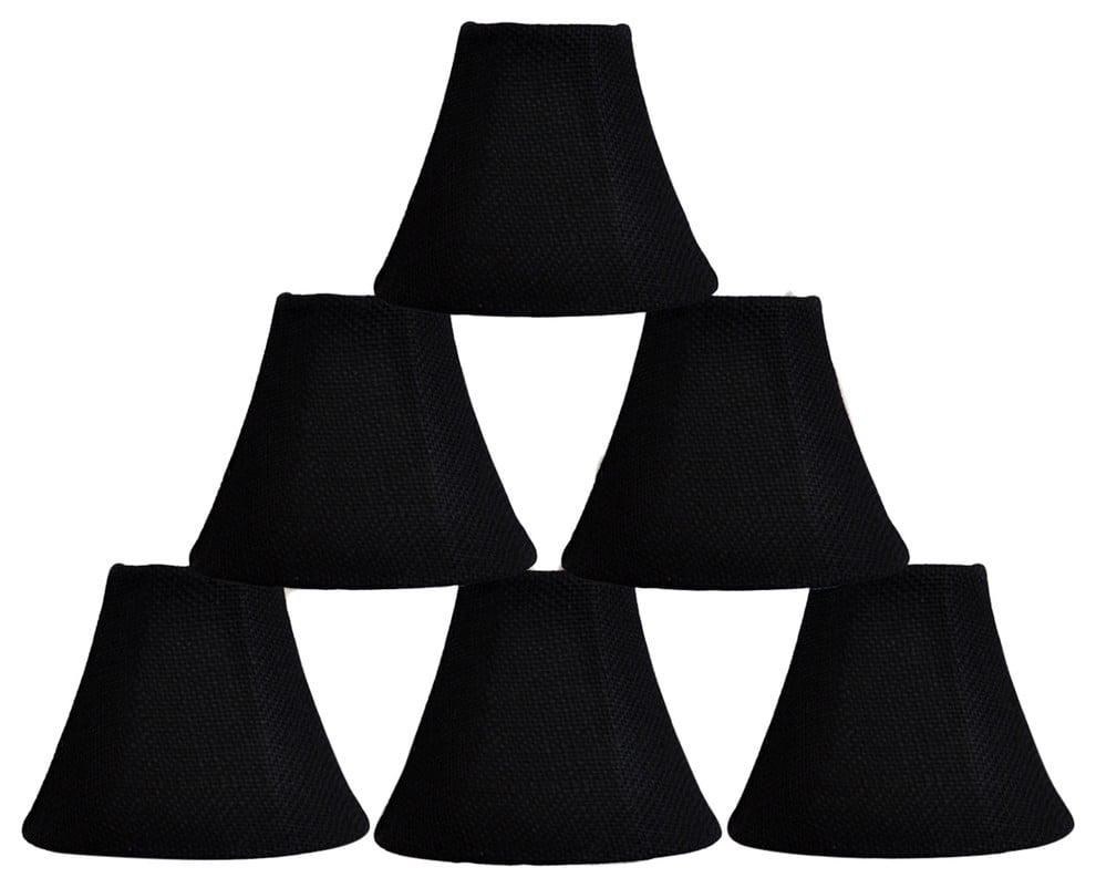 Urbanest Black Burlap Chandelier Lamp Mini Shade Bell Softback 3"x6"x5" set of 5 