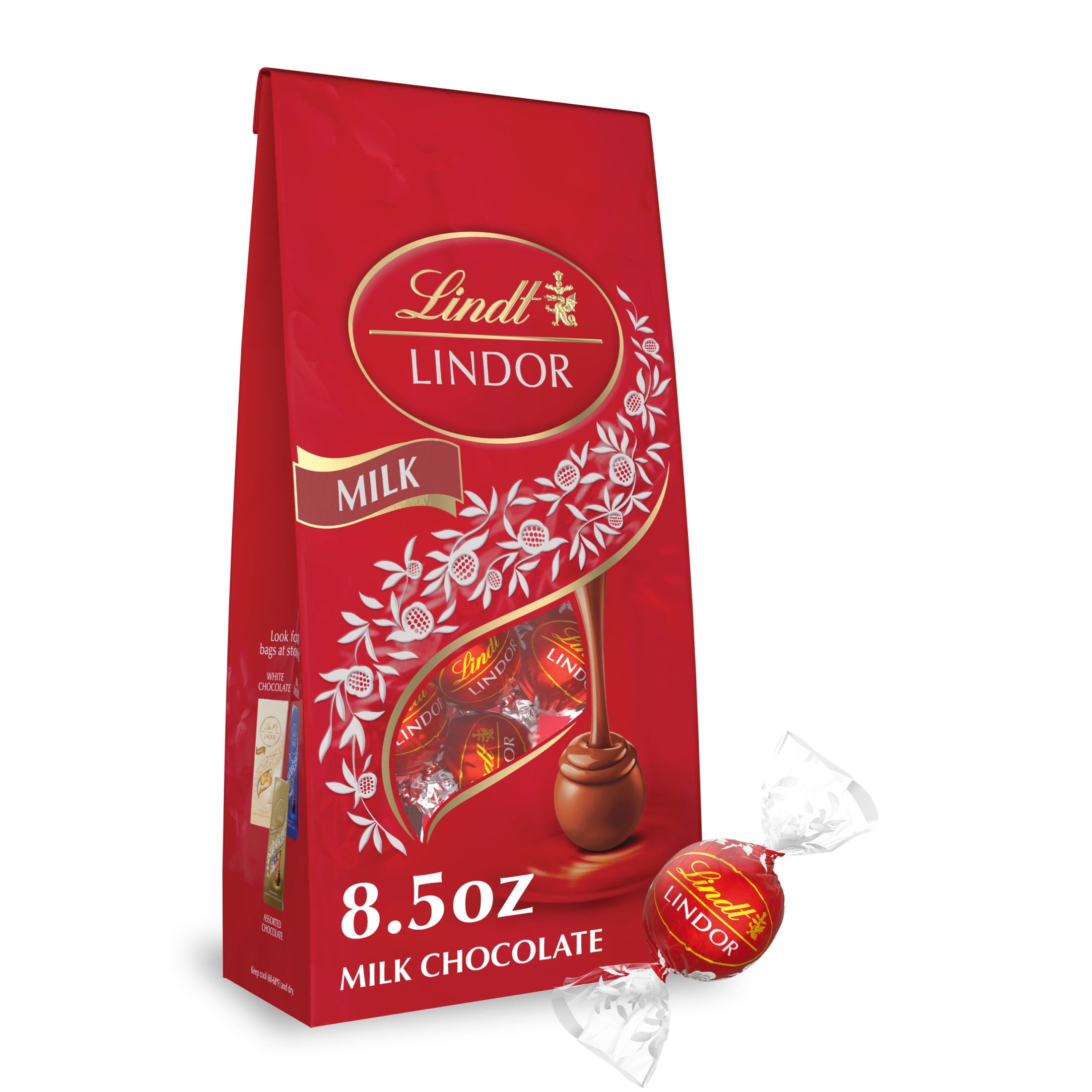 (6 pack) Lindt Lindor Milk Chocolate Candy Bag Truffles, 8.5 oz