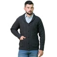 thumbnail image 3 of SAOL Aran Shawl Collar Fisherman Cardigan Sweater 100% Merino Wool Men's Irish Cable Knitted Buttons Jacket Made in Ireland, 3 of 9
