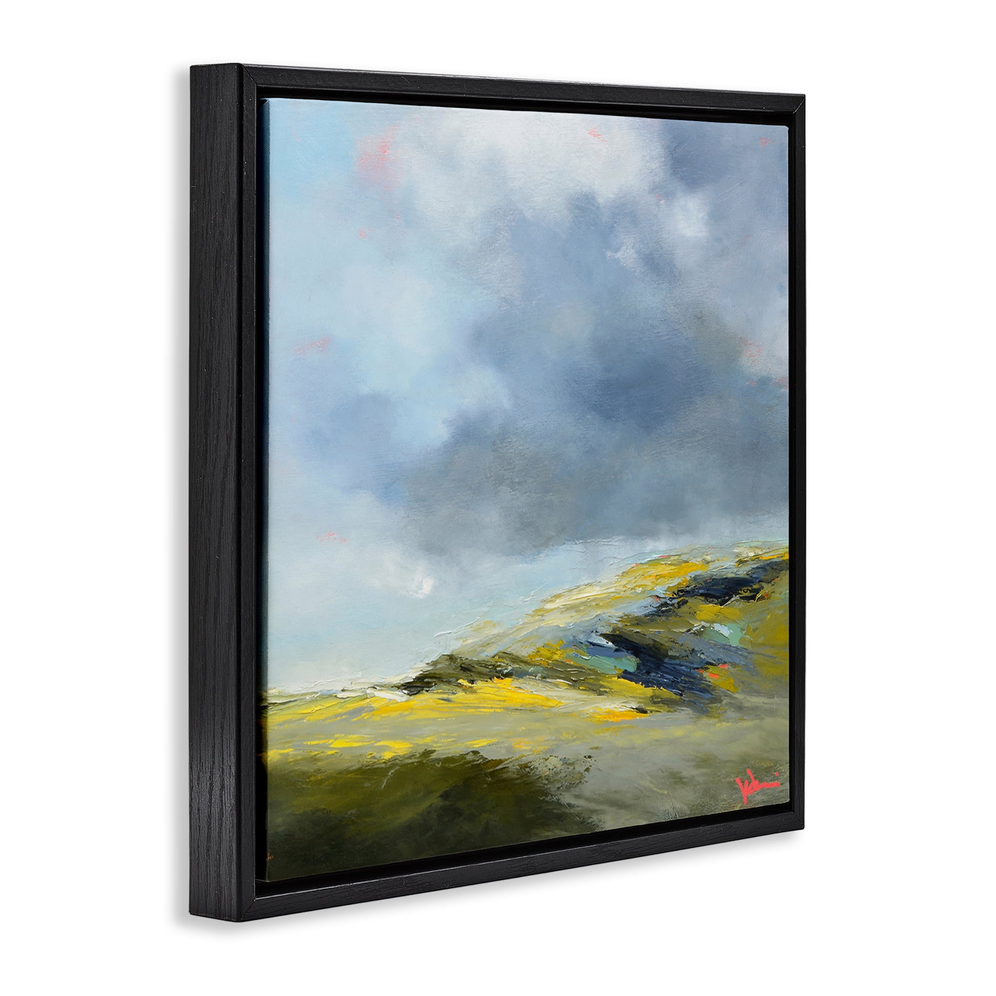 Stupell Industries Murky Clouds Landscape Landscape & Nature Painting Black Floater Framed Canvas Art Print Wall Art, 18 x 18