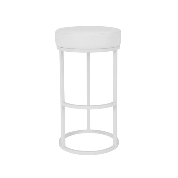 Pangea Home Mono 30" Modern Faux Leather & Metal Stand Bar Stool in White