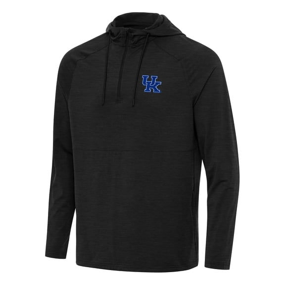 Men's Antigua Heather Black Kentucky Wildcats Spikes Quarter-Zip Hoodie