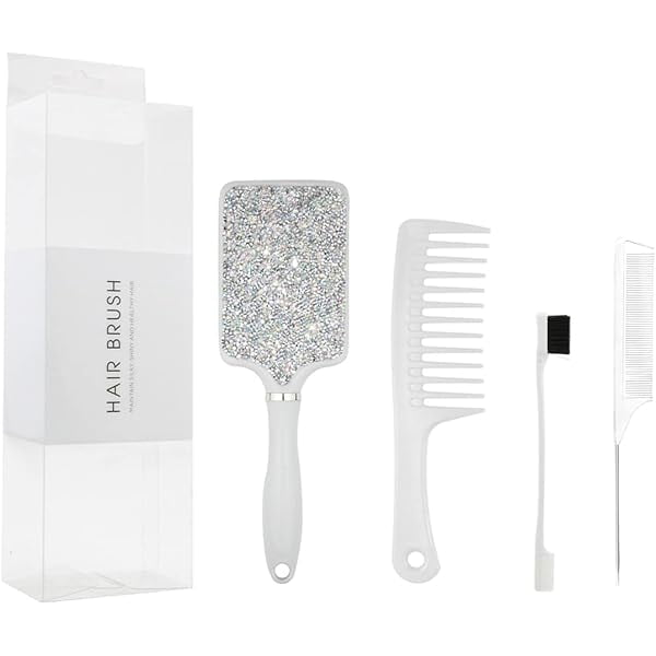 wonima11 Hair Brush Set Anti Static Massage Vent Hair Brush Detangling Brush with Wide-toothed-comb Paddle Brush for Women Men Multicolored Silver Colour…