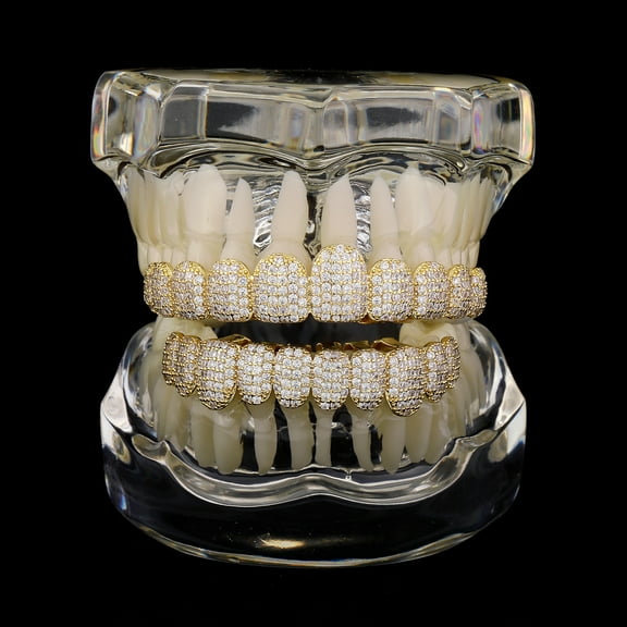 Hip Hop Grillz for Your Teeth - Gold-Plated Playful Teeth Jewelry for Parties, Festive Events & Casual Wear, Christmas Jewelry for Fun