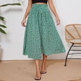 thumbnail image 4 of oqasdz Floral Prints Midi Skirt Boho Flowy Elastic High Waist A Line Skirt Bow Linen Flared Summer Beach Long Skirts for Women with Pockets, 4 of 6