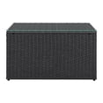 thumbnail image 3 of CorLiving Solterra Resin Wicker and Steel Rectangular Patio Coffee Table with Glass Top, Dark Grey, 3 of 6