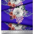 thumbnail image 2 of Soimoi Blue Rayon Fabric Leaves & Anemone Floral Print Fabric by Yard 42 Inch Wide, 2 of 3